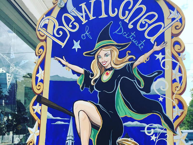 Bewitched of Scituate shop sign featuring magical floristry artwork